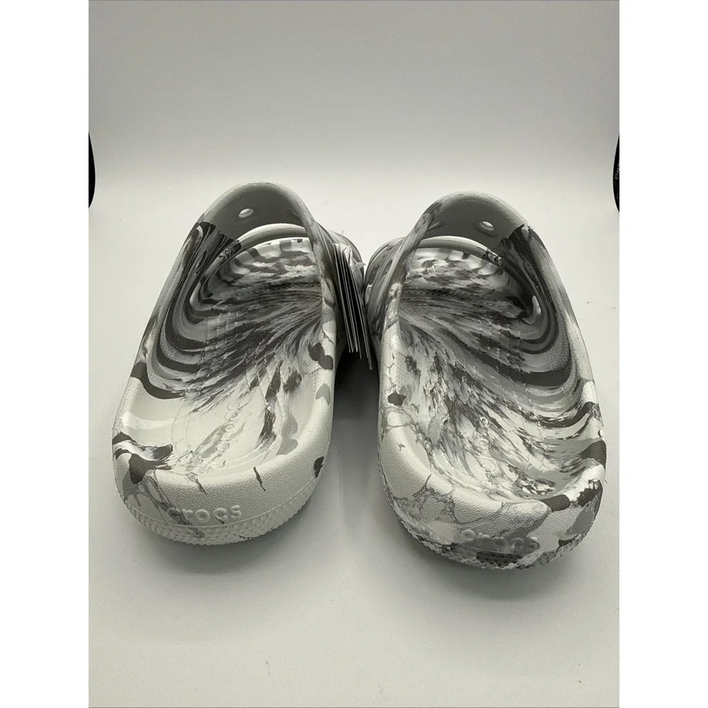 New Crocs‎ Classic Marbled Slide Sandals Men's 7 , Women's 9  White Grey 211563